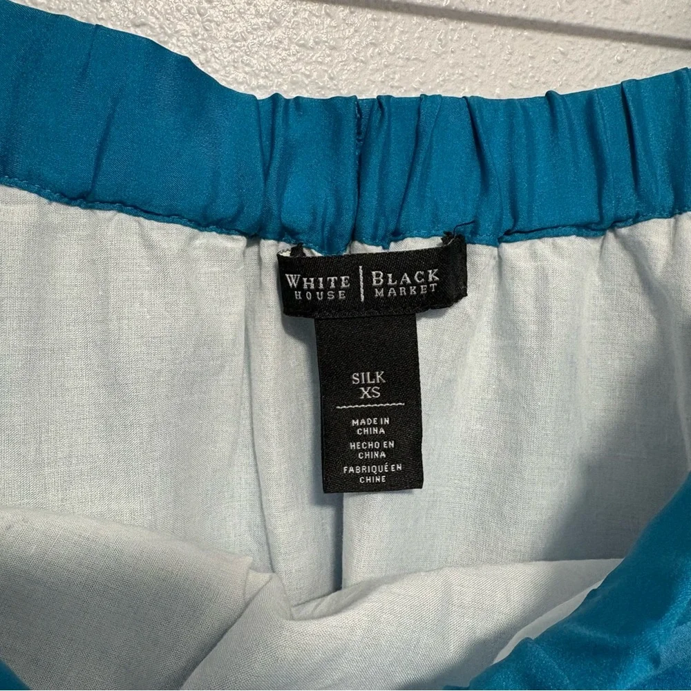 White House Black Market Silk Blue and White Ombre Maxi Skirt